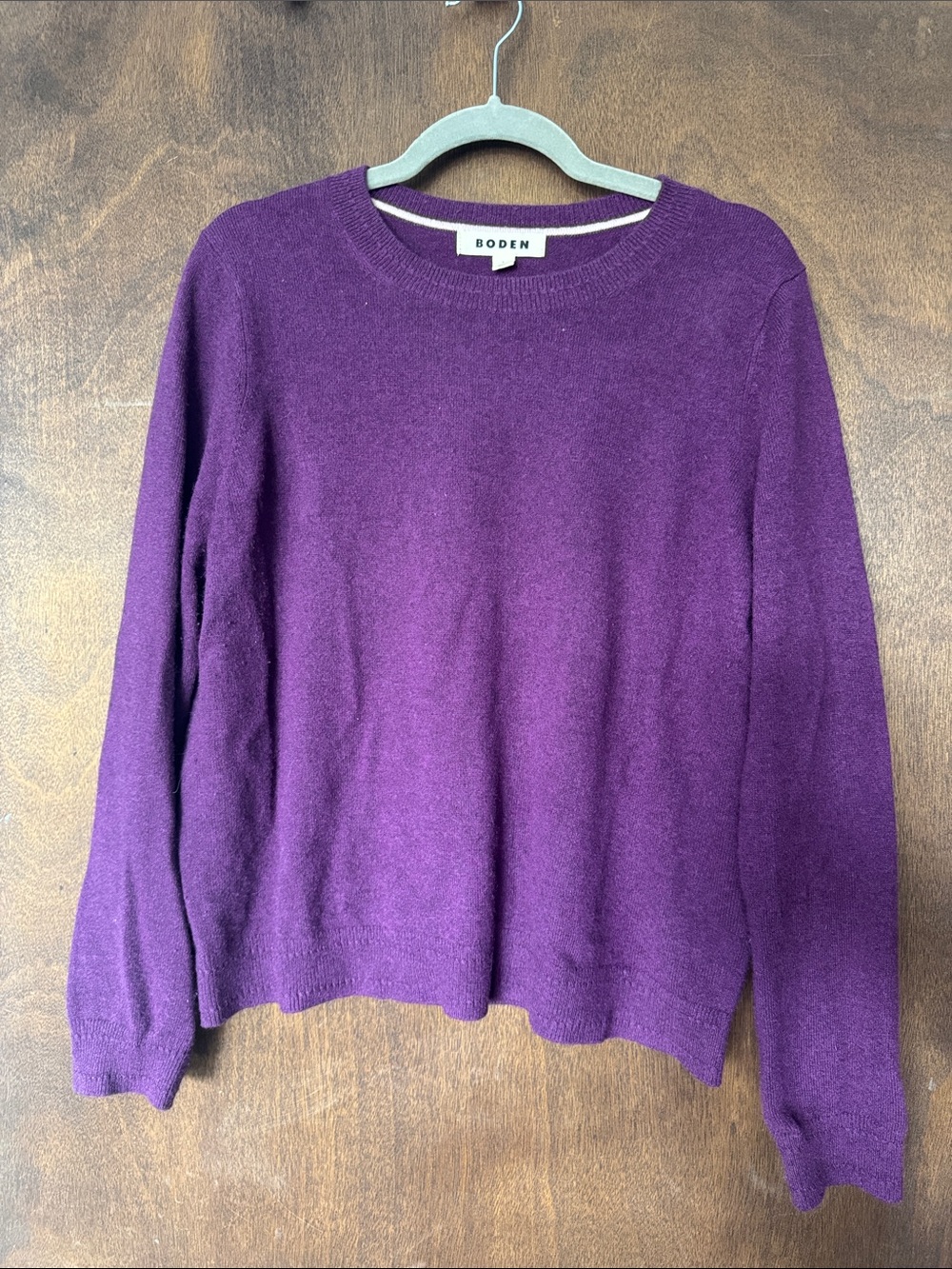 Boden 100% Cashmere Crew Neck Sweater - Deep Purple / Plum (Size L)
